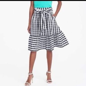 J Crew Factory Gingham NWT Black White A Line Skirt 14